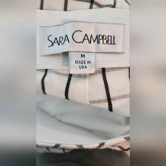 Women's Sara Campbell white pants with black stripes size M - Picture 2 of 10
